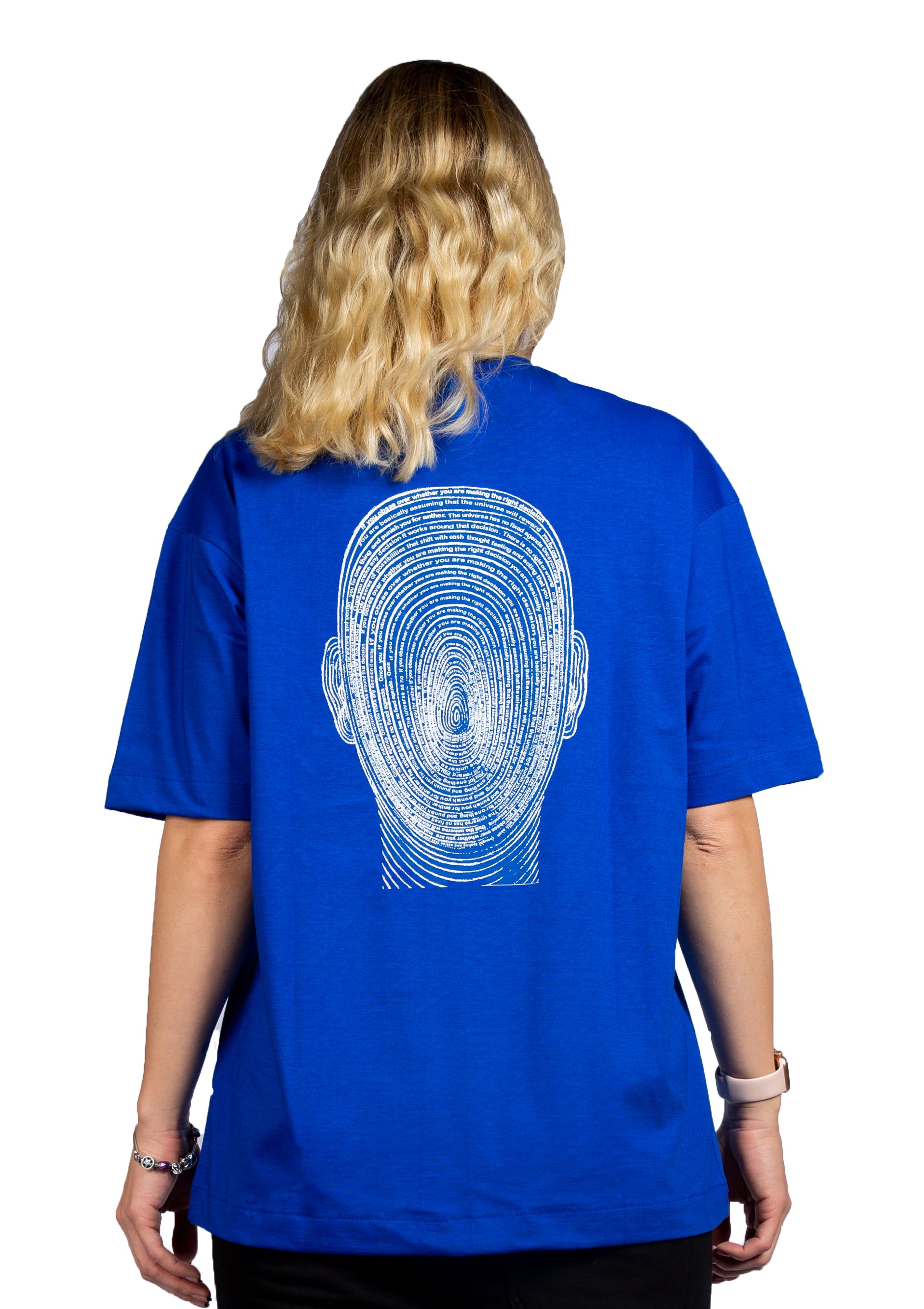 Signature Face Oversized printed Royal blue T-shirt FOR HER .